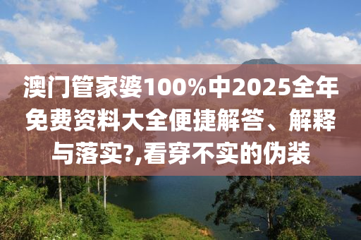 澳门管家婆100%中2025全年免费资料大全便捷解答、解释与落实?,看穿不实的伪装