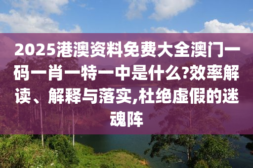 2025港澳资料免费大全澳门一码一肖一特一中是什么?效率解读、解释与落实,杜绝虚假的迷魂阵