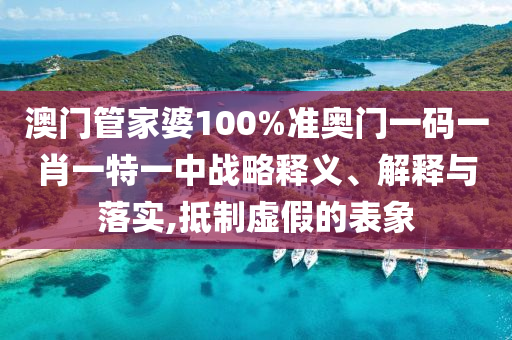 澳门管家婆100%准奥门一码一肖一特一中战略释义、解释与落实,抵制虚假的表象
