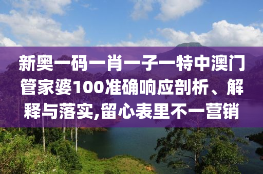 新奥一码一肖一子一特中澳门管家婆100准确响应剖析、解释与落实,留心表里不一营销