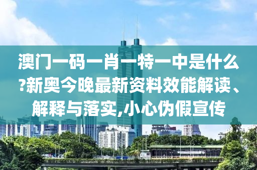 澳门一码一肖一特一中是什么?新奥今晚最新资料效能解读、解释与落实,小心伪假宣传