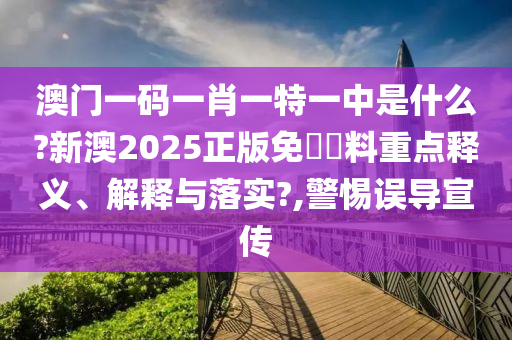 澳门一码一肖一特一中是什么?新澳2025正版免費資料重点释义、解释与落实?,警惕误导宣传